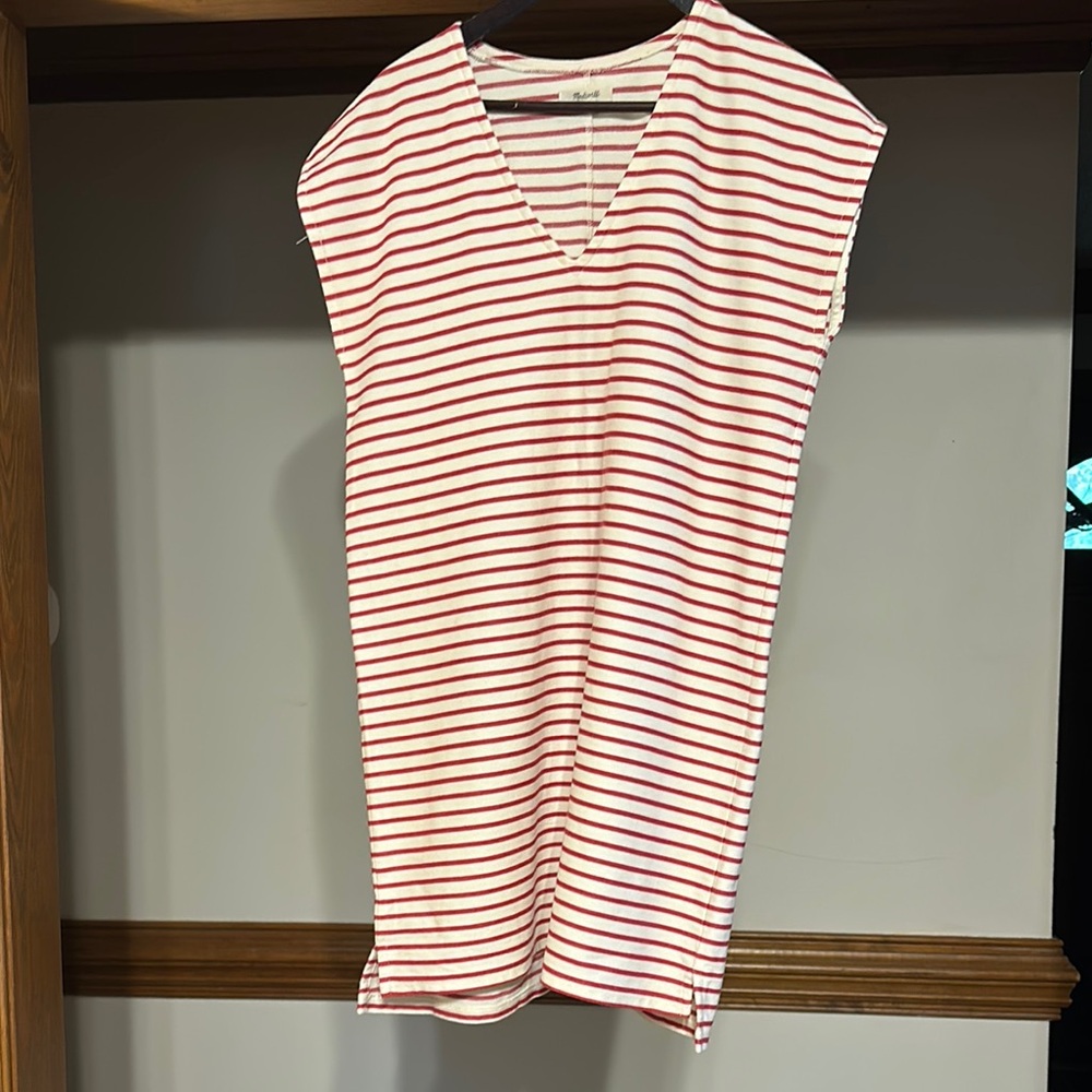 Red and White Striped Madewell Dress
